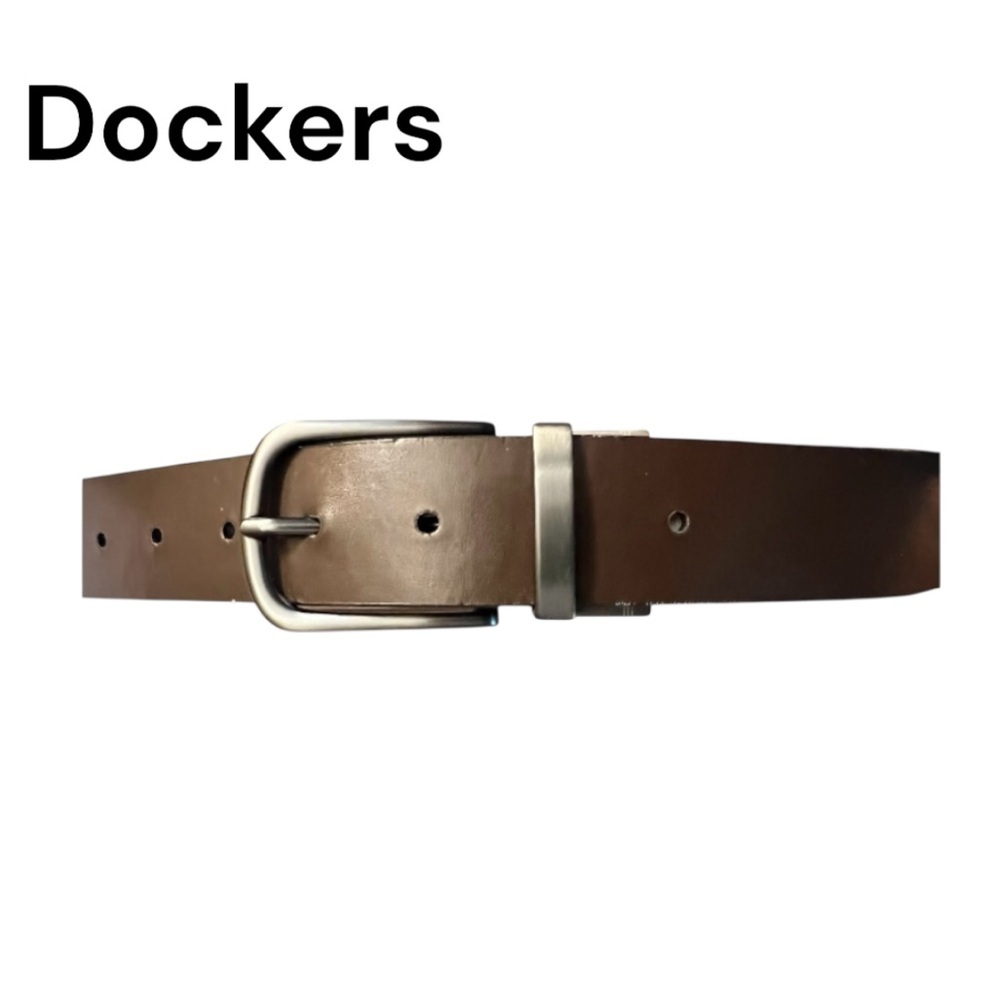 NWT Dockers Men’s Leather Belt Black/Brown Reversible Size Large